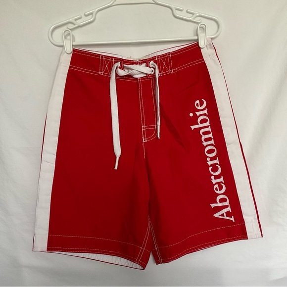 Abercrombie & Fitch Red and White Board Shorts - Picture 1 of 4